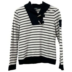 Lauren Ralph Lauren Women’s Long Sleeve Striped‎ Shawl Neck Top  Sz S